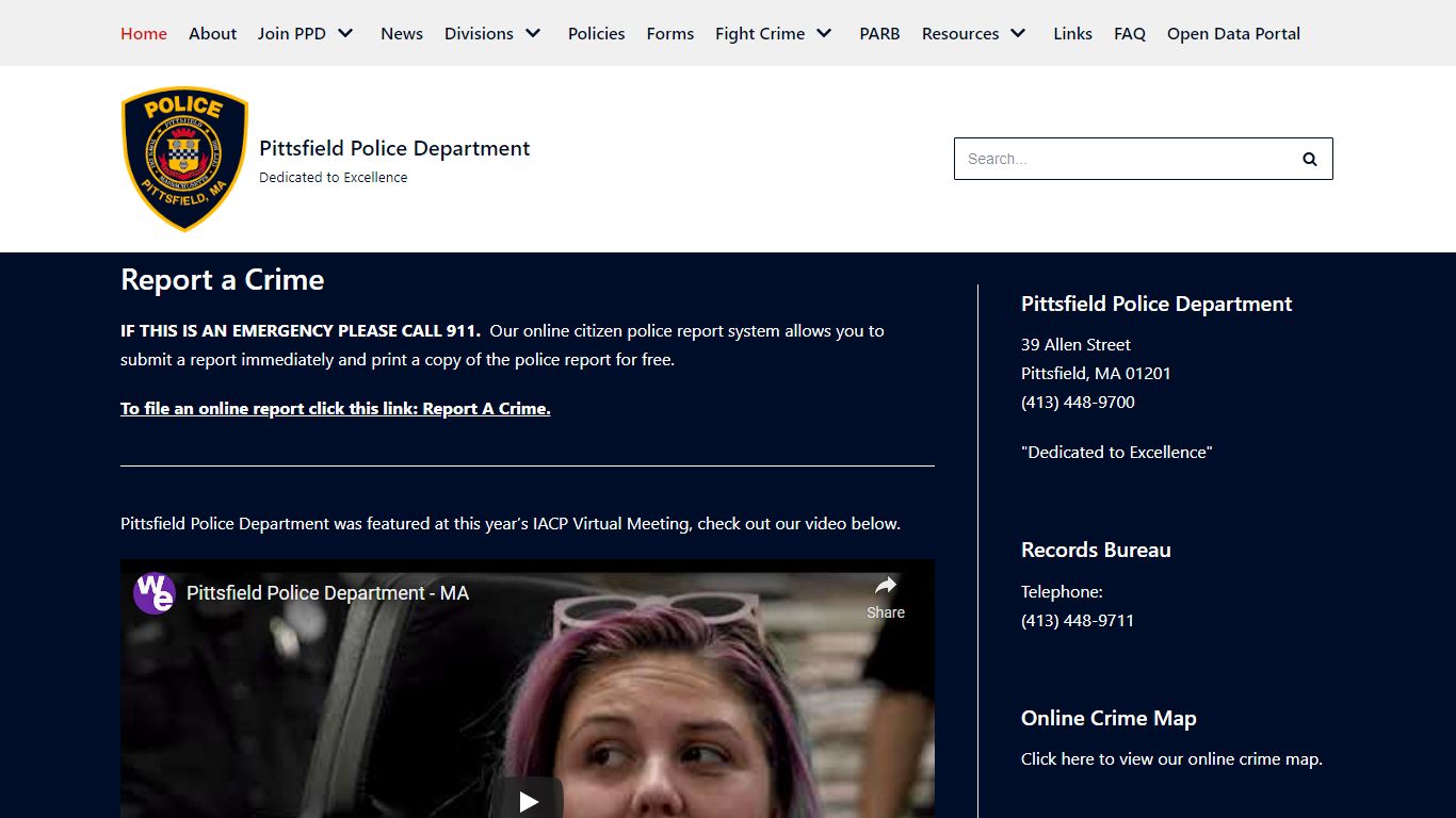 Pittsfield Police Department – Dedicated to Excellence